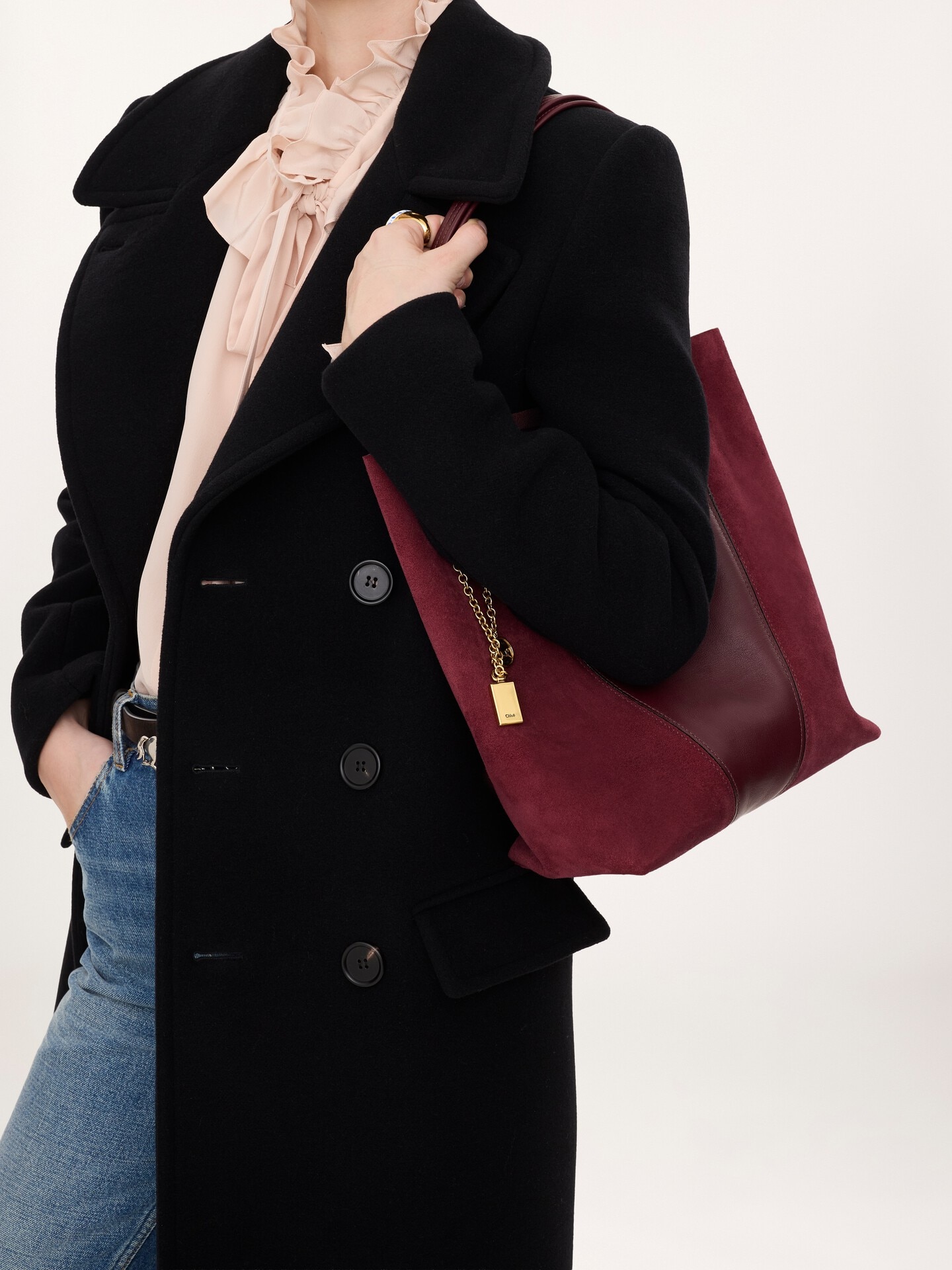 Chlo&eacute; Spin tote bag in suede & soft leather - 3.0