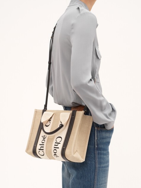 Bolso tote peque&ntilde;o Woody de lino