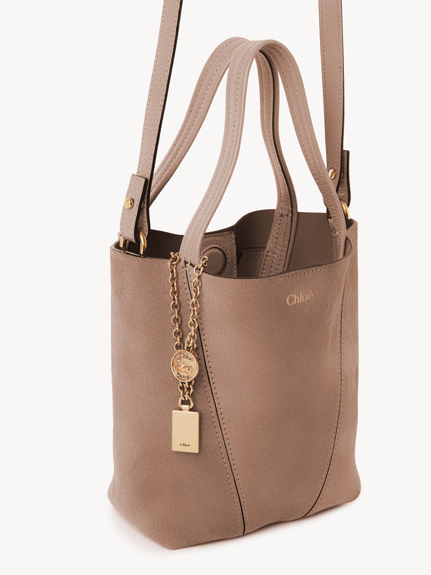 Small Chlo&eacute; Spin tote bag in suede leather - 5.0