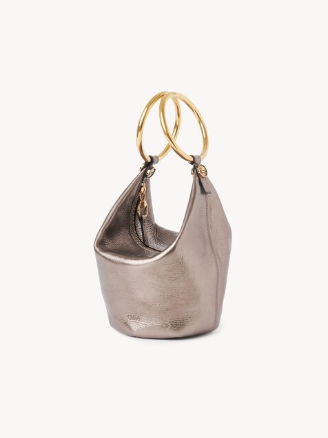 Petit sac port&eacute; &eacute;paule Bracelet bag en cuir m&eacute;tallis&eacute;