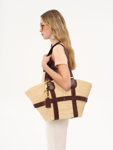 ラフィア製Kerala 25ラージバスケットバッグ Dark Ebony - Chloé