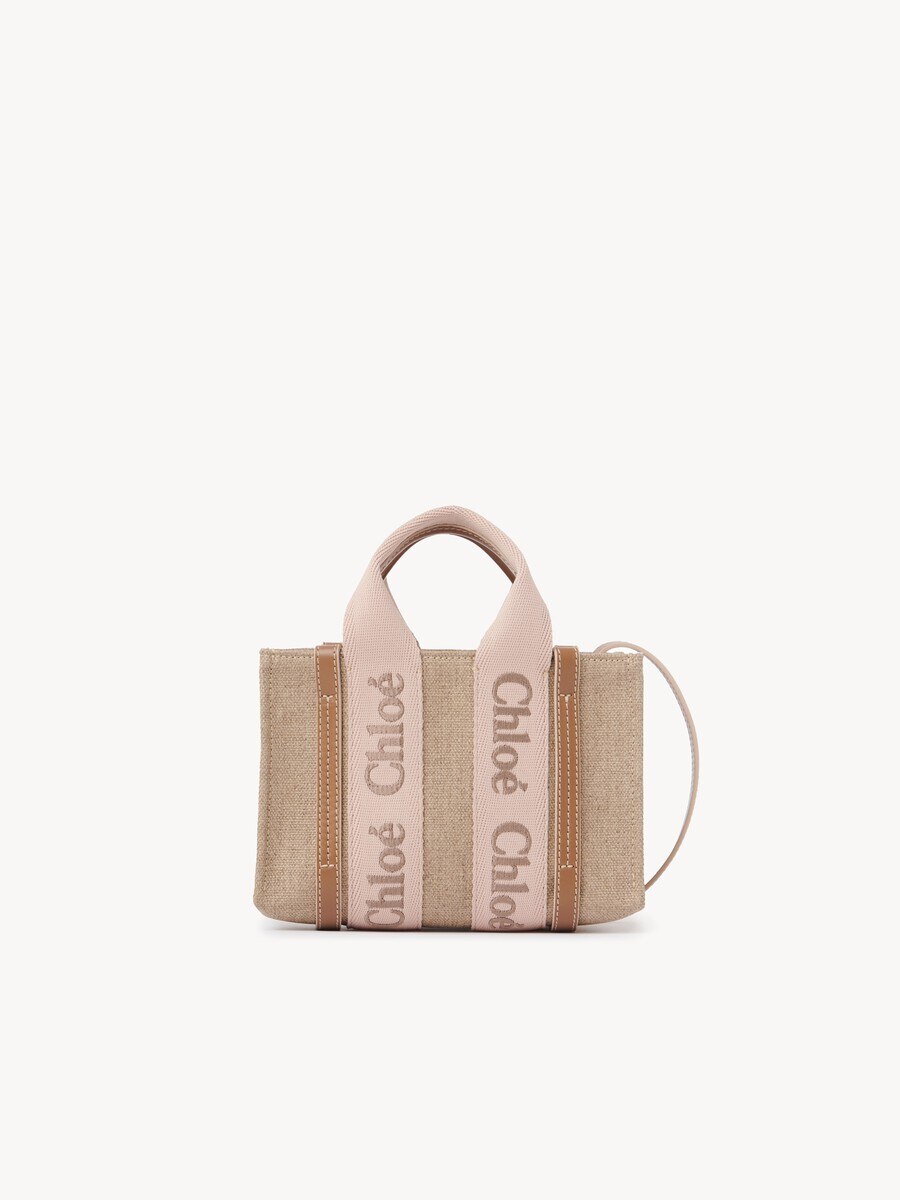 Mini Woody tote bag in linen - 2