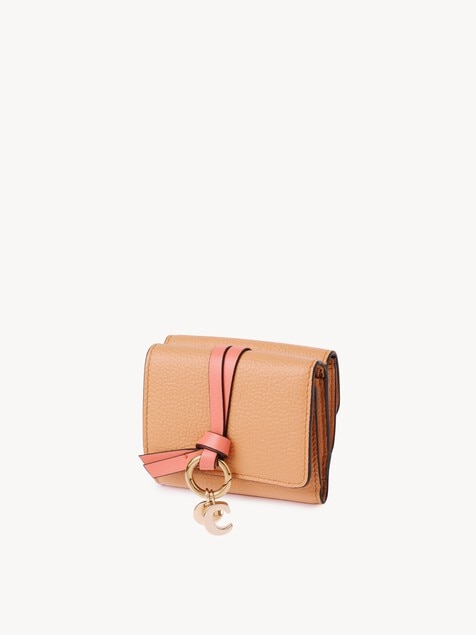 Mini Alphabet tri-fold in grained leather