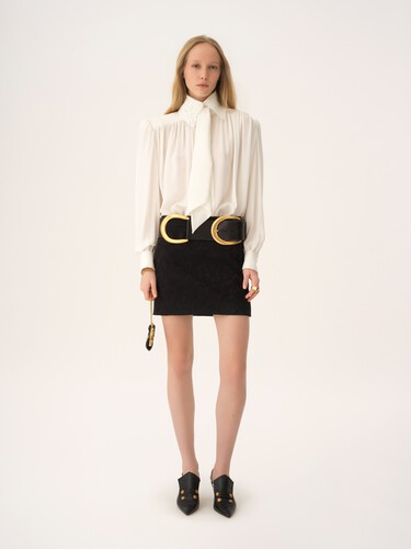 Straight mini skirt in a wool-mix jacquard - 3