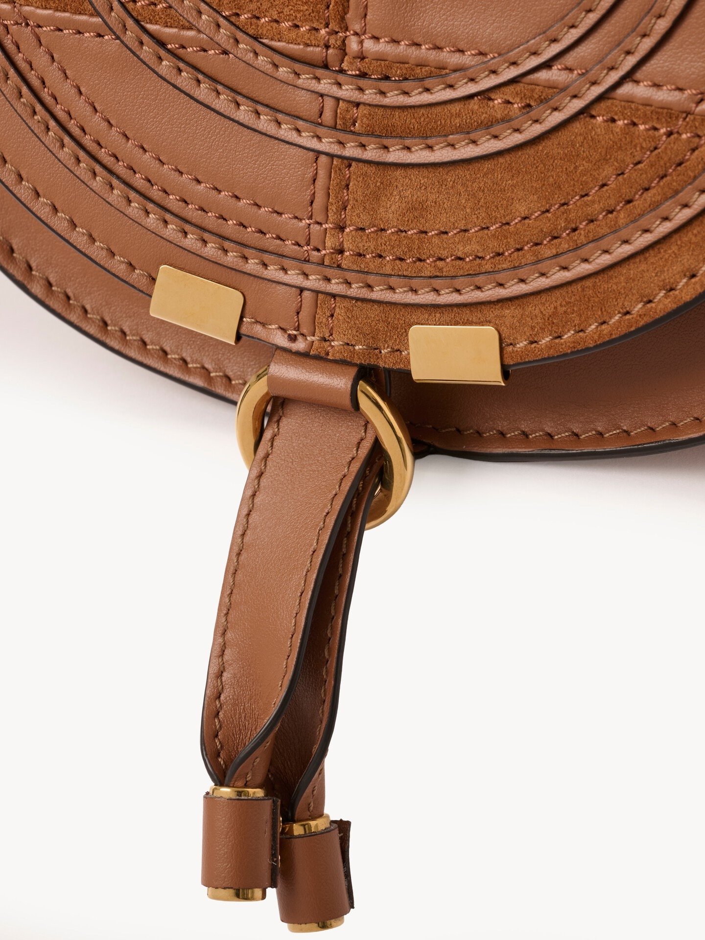 Small Marcie saddle bag in grained & suede leather - 7