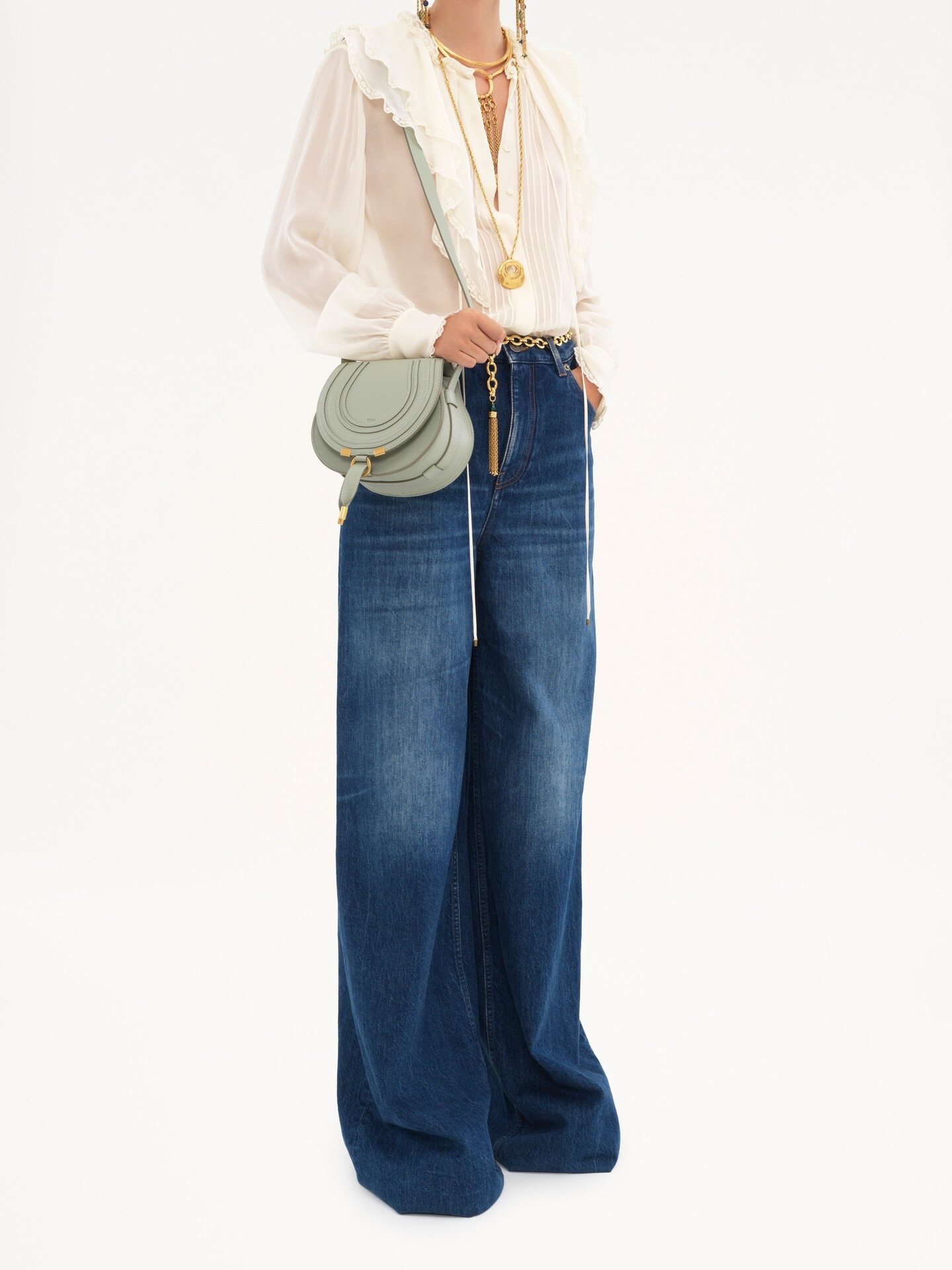 Small Marcie saddle bag in grained leather - 8