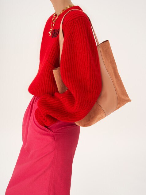 Chlo&eacute; Spin tote bag in grained & suede leather
