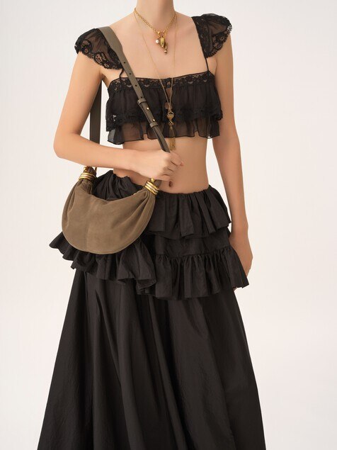Mini Bracelet Hobo bag in suede leather