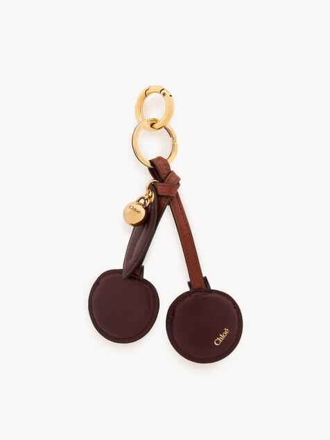 Chlo&eacute; Symbols Cherry key ring bag charm in grained leather