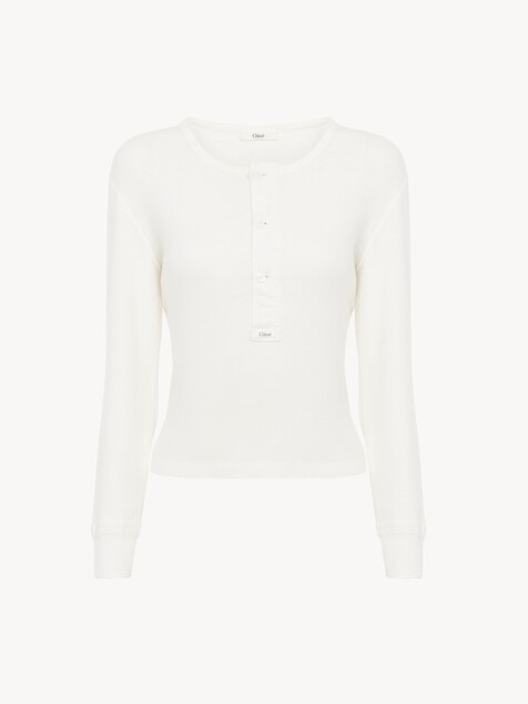 Top henley en jersey de coton