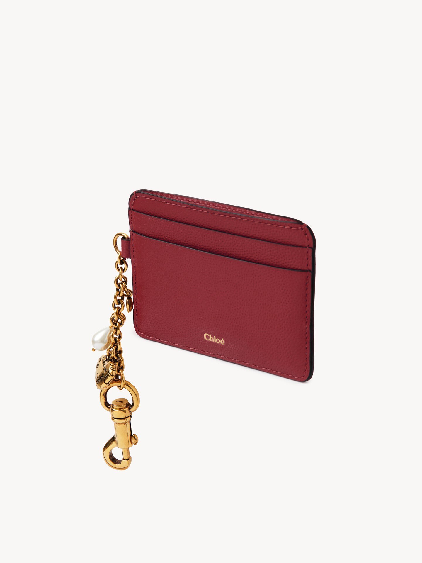 Chlo&eacute; Charms card holder in grained leather - 3