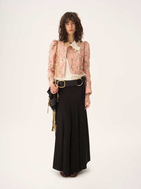 Fluid maxi skirt in washed silk satin