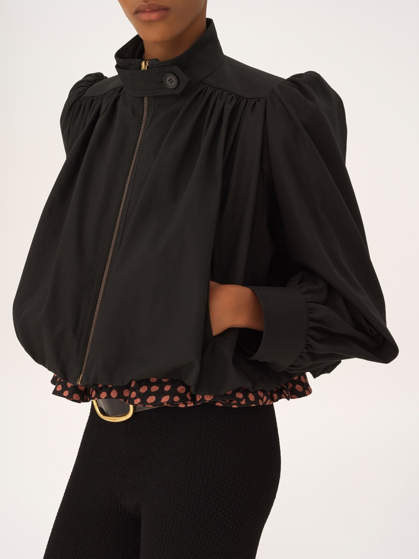 Geraffte Boule-Jacke aus Baumwollcanvas - 7