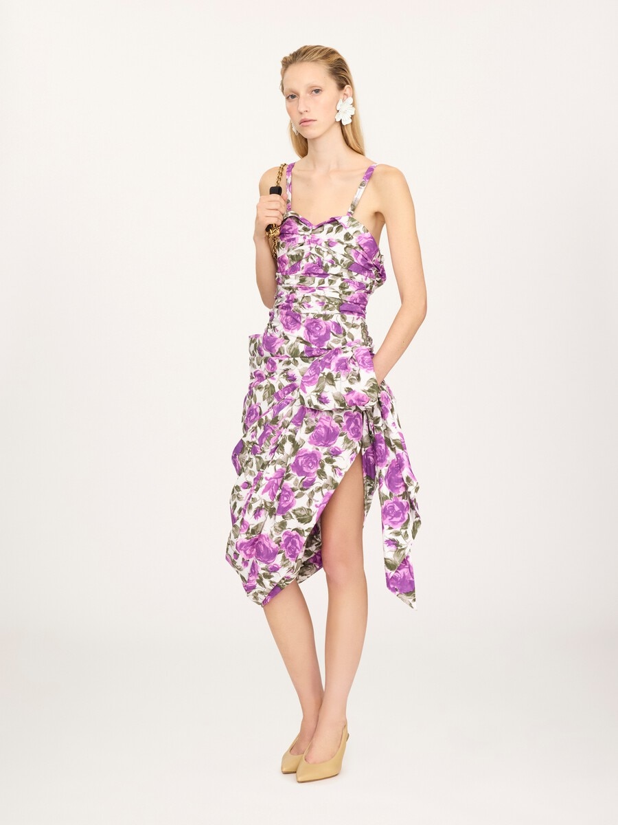 Wrap bustier midi dress in cotton poplin - 3