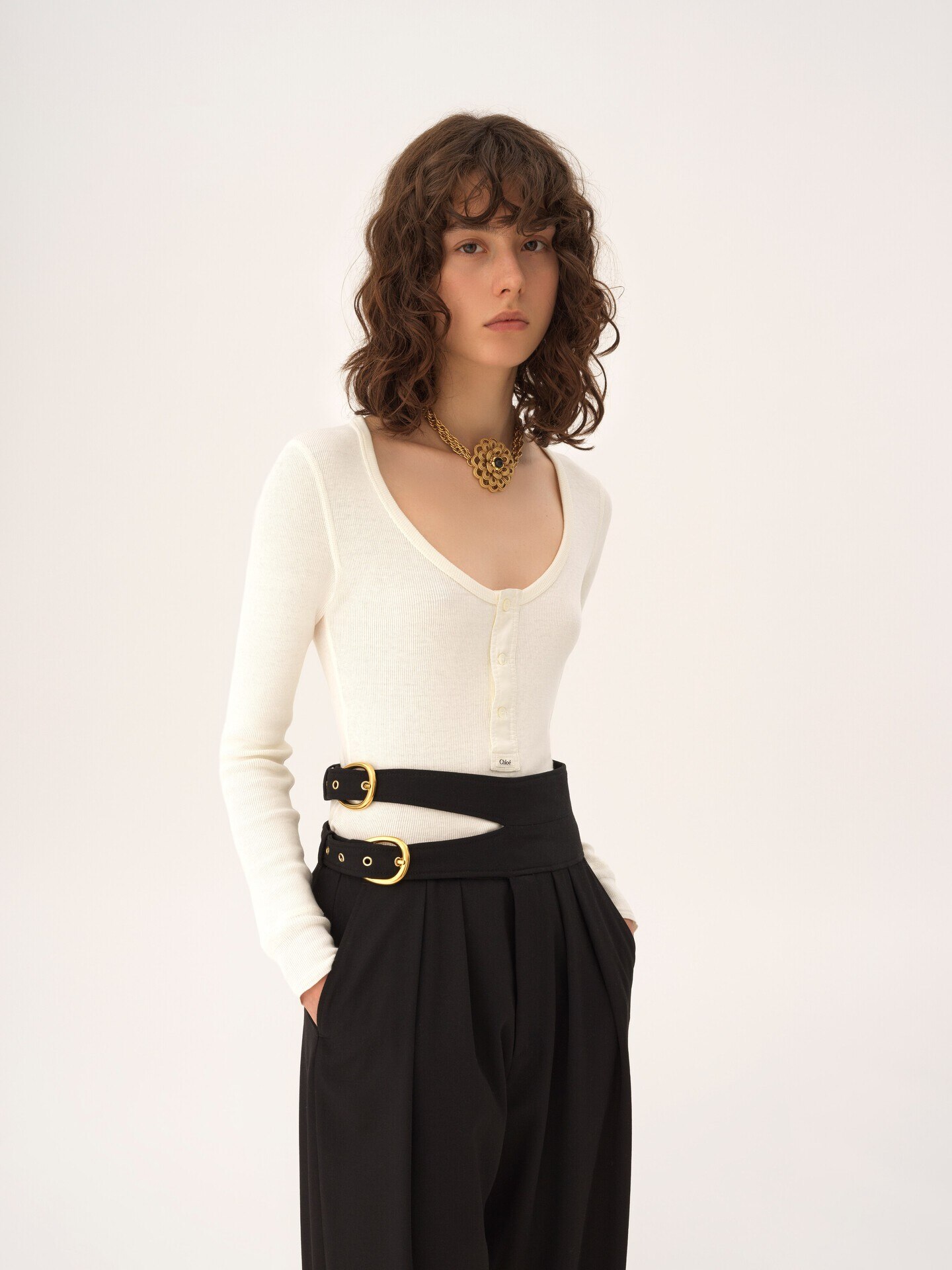 Top henley &eacute;chancr&eacute; en jersey de coton - 4