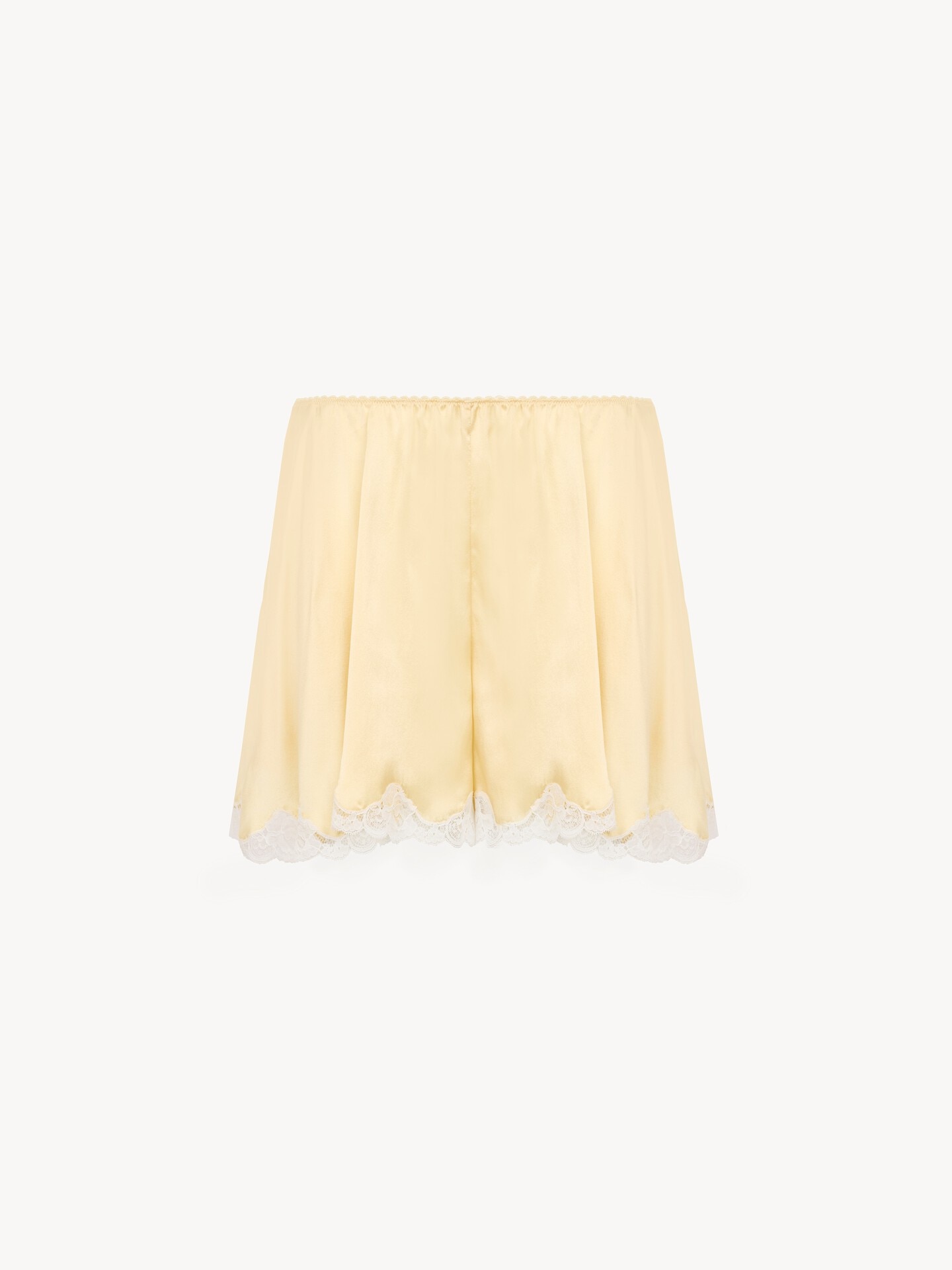 Fluid shorts in washed silk satin & lace - 2