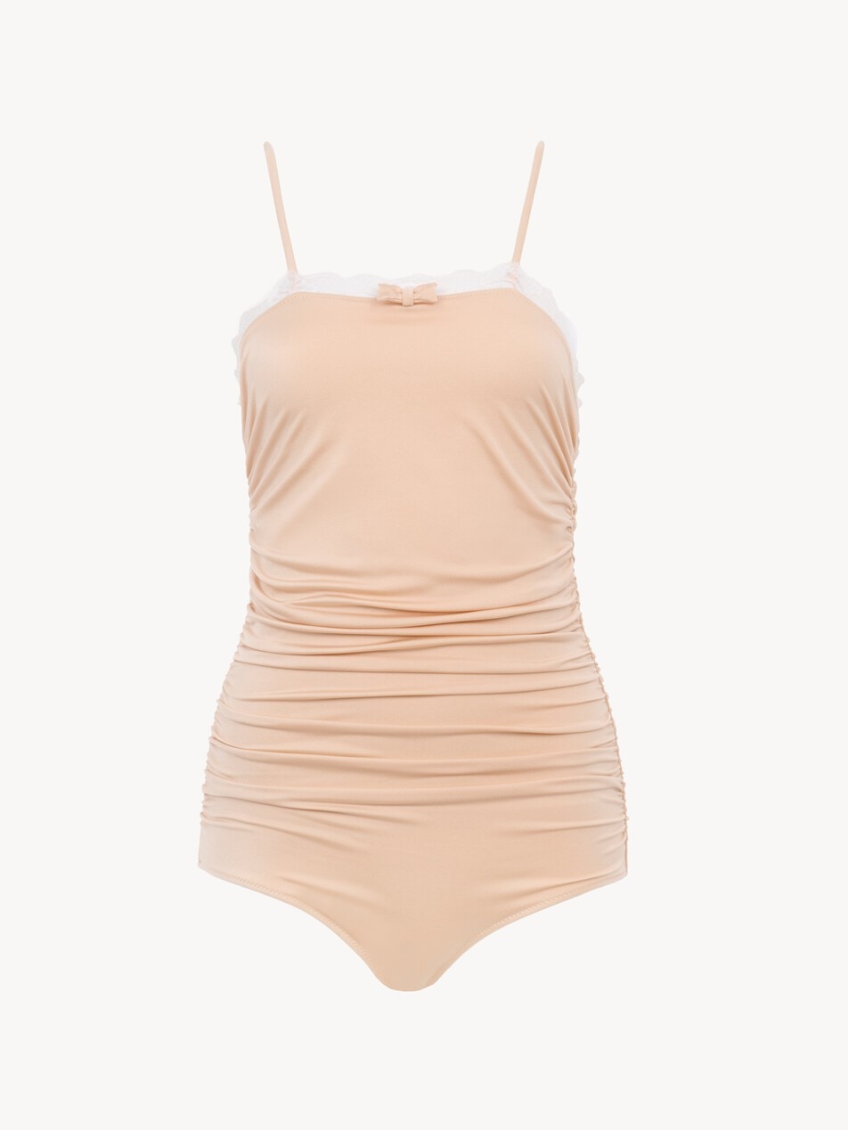 Lace-trimmed ruched bodysuit - Packshot