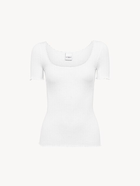 T-shirt ajust&eacute; &eacute;chancr&eacute; en coton