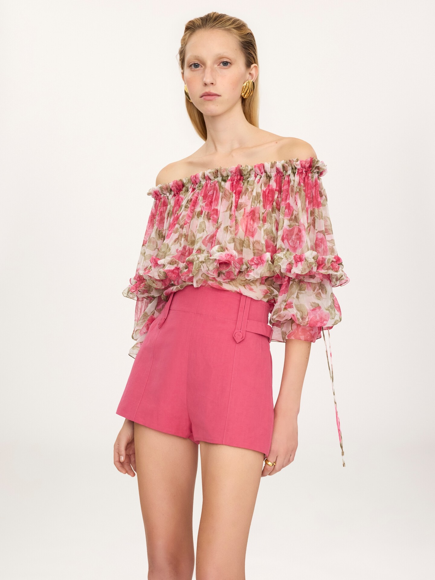 High-rise mini shorts in a linen-cotton mix - 4