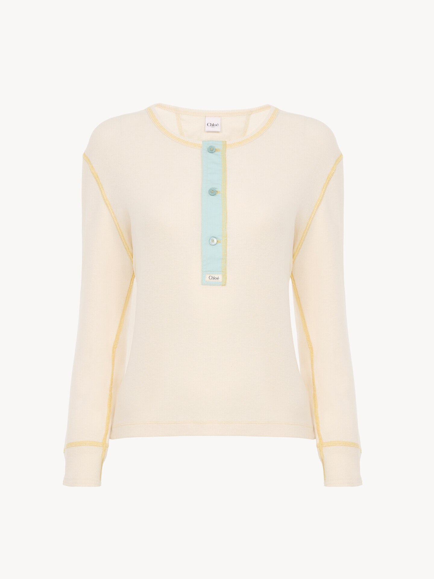 Fitted Henley shirt in cotton jersey - 2