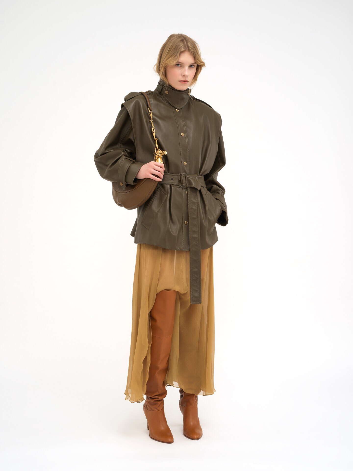 ソフトレザー製Chain Horseショルダーバッグ Dark Khaki - Chloé