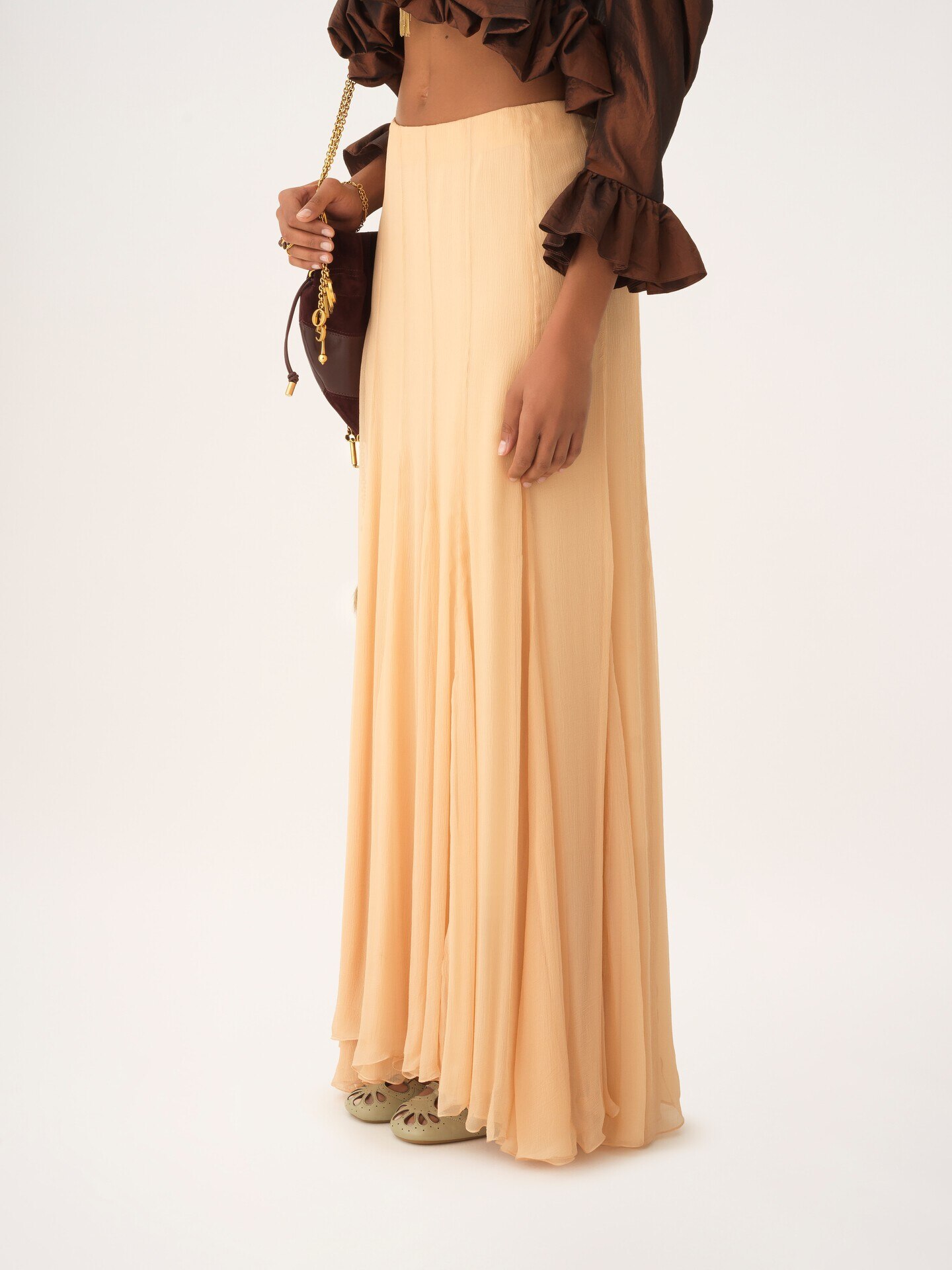 Fluid maxi skirt in silk mousseline - 6