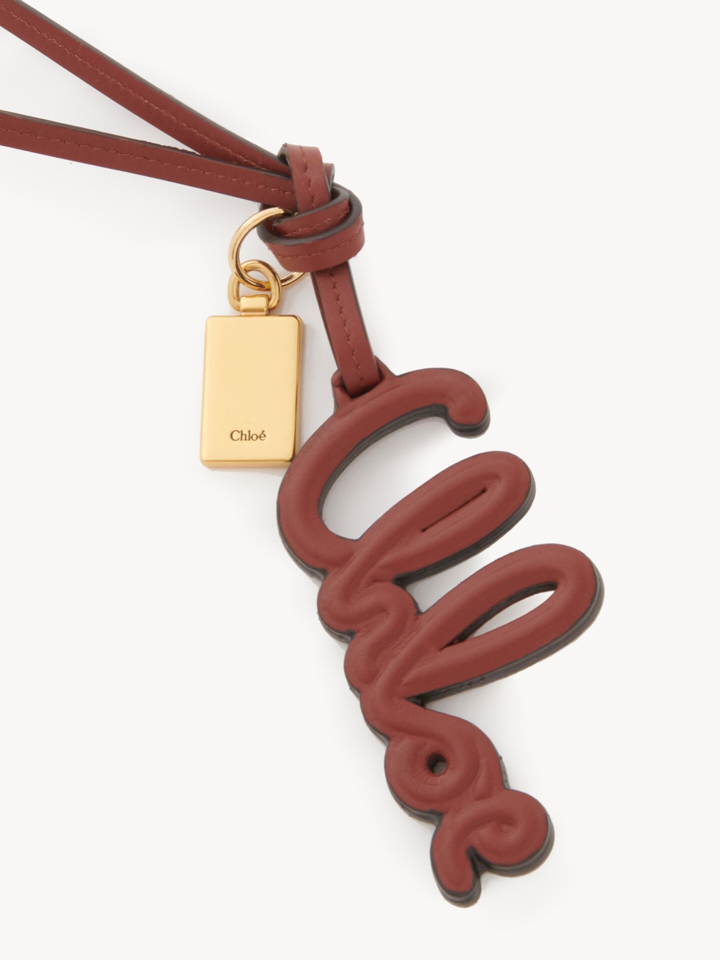 Logo bag charm in shiny leather - 3