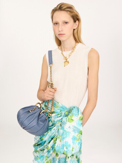 Bolso de hombro Chlo&eacute; Pliss&eacute; con cadena de cuero plisado