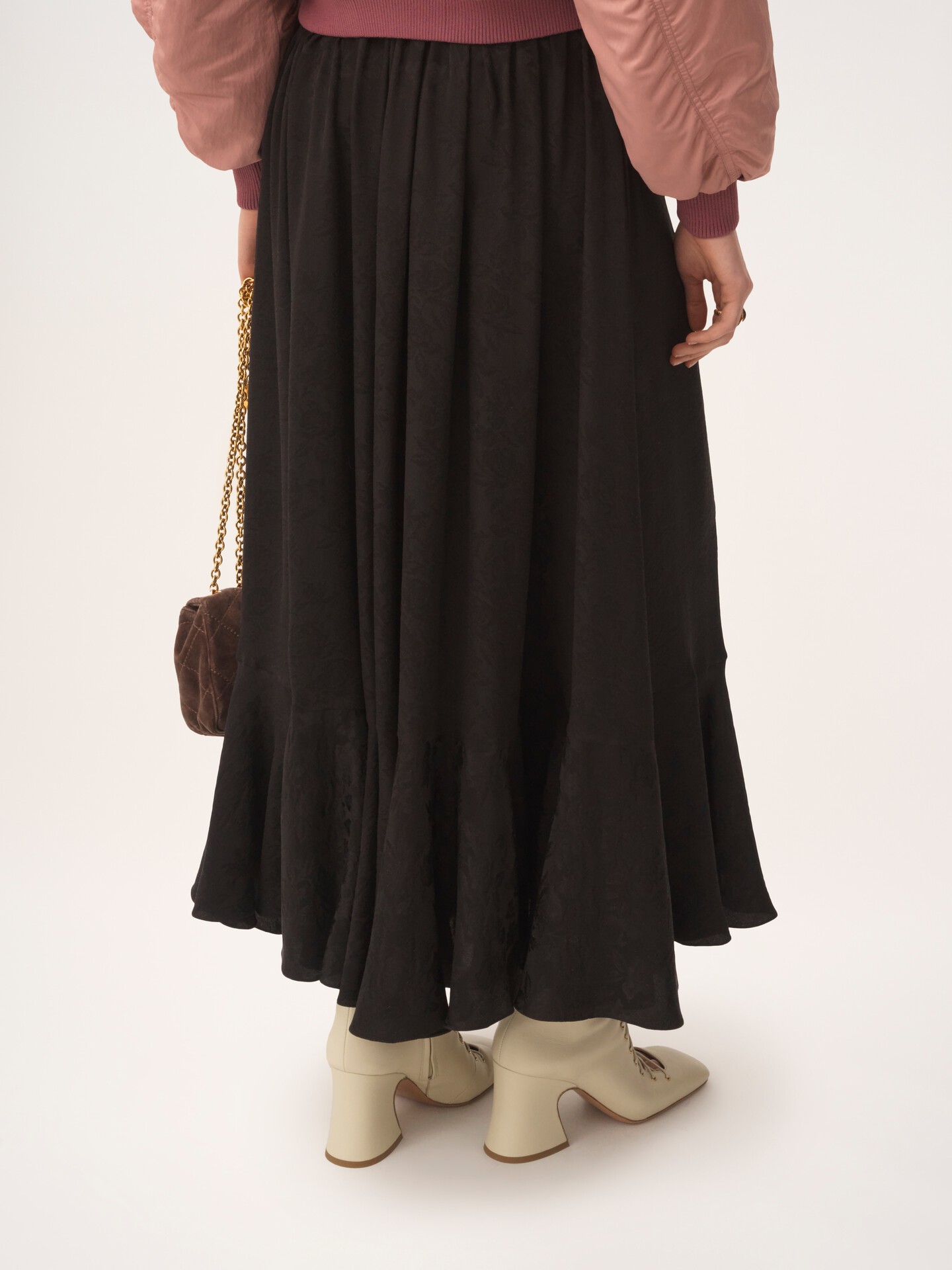 Falda midi fruncida de jacquard de seda - 5