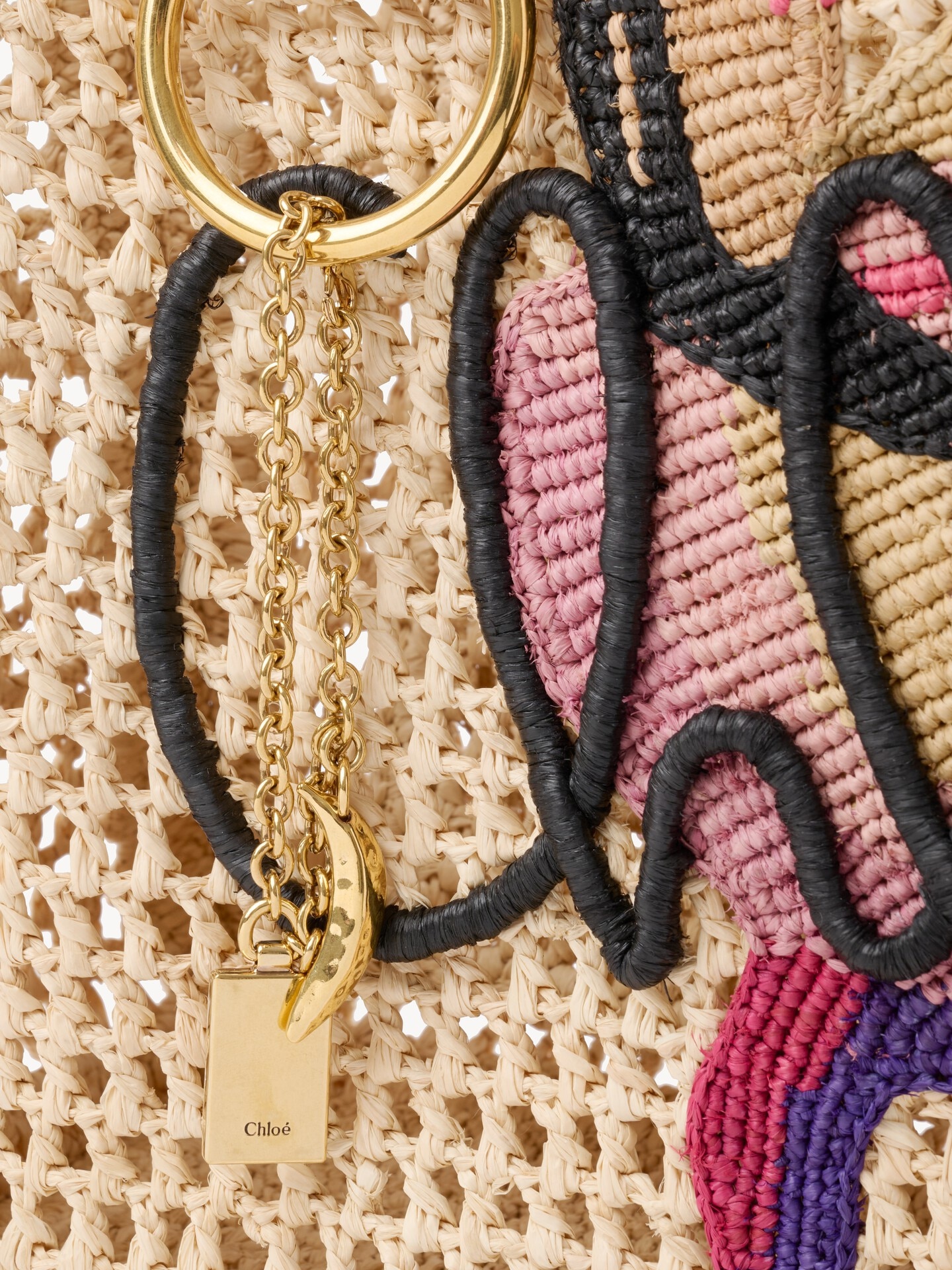 Summer Banana east-west tote bag in raffia - 7