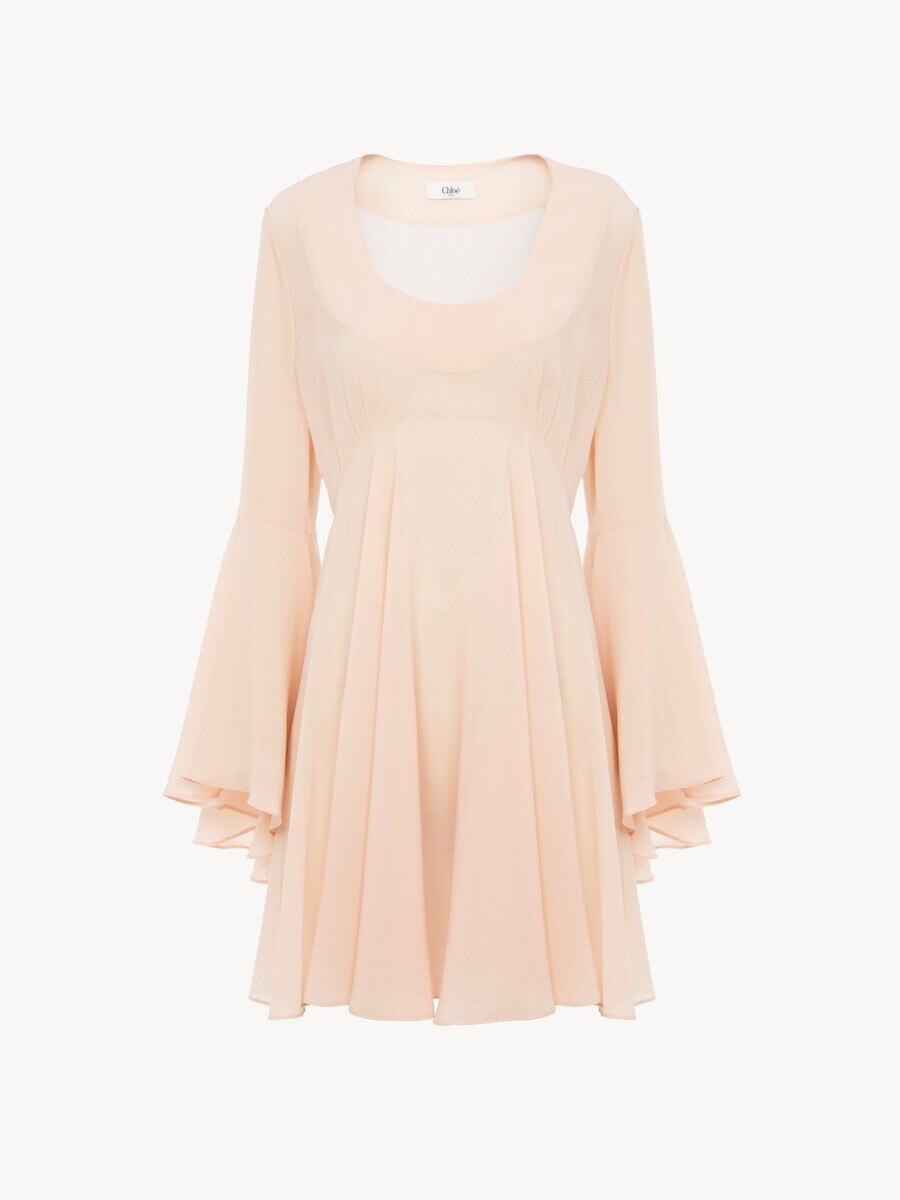 Ausgestelltes Minikleid aus Seidengeorgette - 2