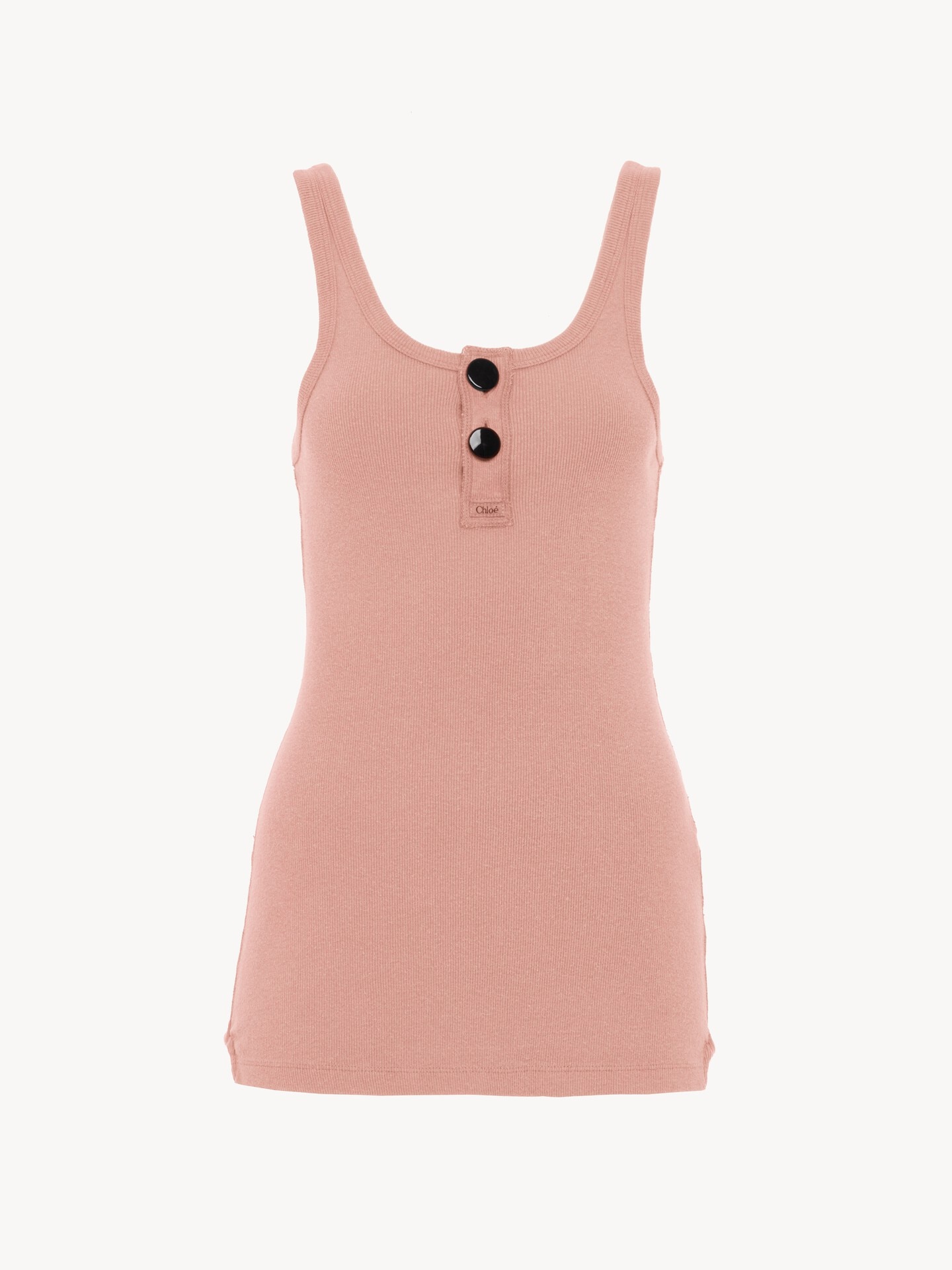 Fitted Henley tank top in cotton jersey - 1