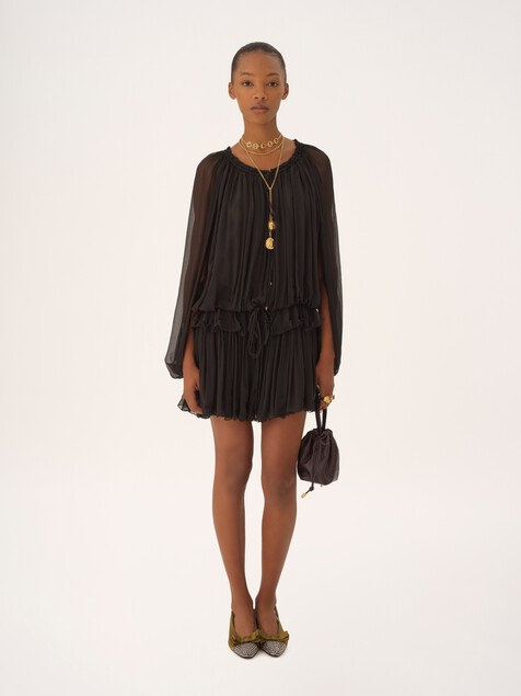 Mini robe cape en mousseline de soie