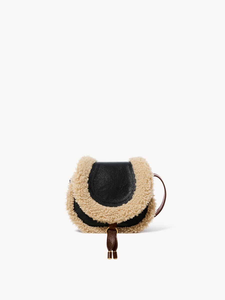 <br>Petit sac port&eacute; &eacute;paule Marcie en shearling et cuir grain&eacute; - 2