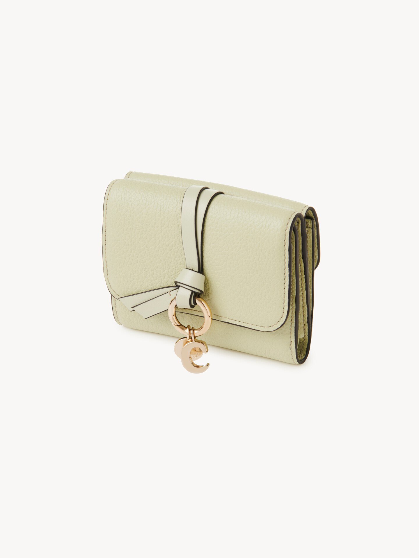グレインレザー製Alphabetスモールトリフォールドウォレット 緑 - Chloé