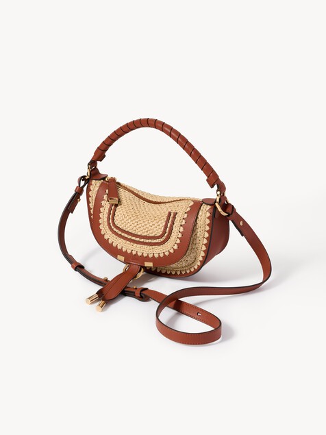 Mini Marcie shoulder bag in raffia-effect