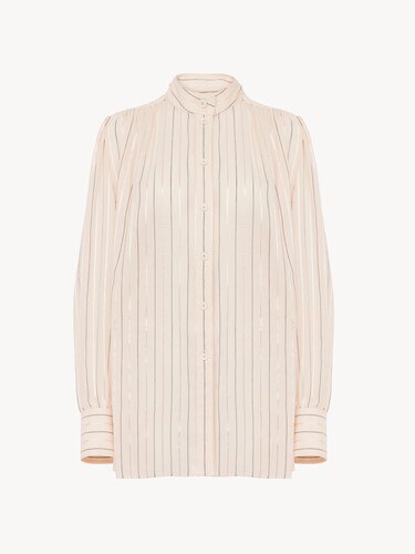 Blouse fronc&eacute;e en popeline de coton et soie - 2