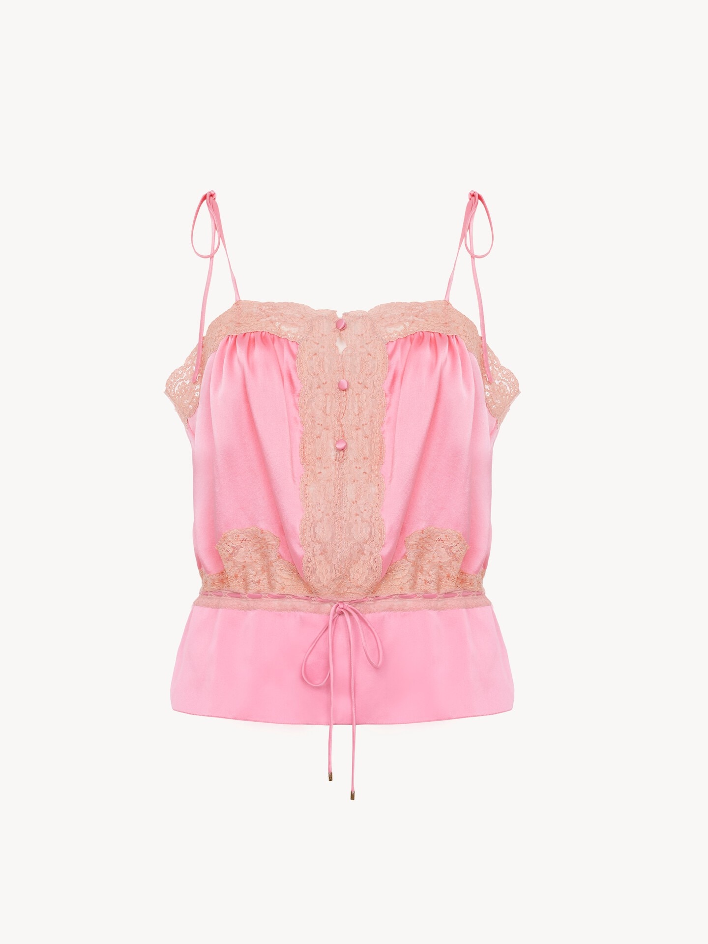 Camisole top in washed silk satin & lace - 2.0
