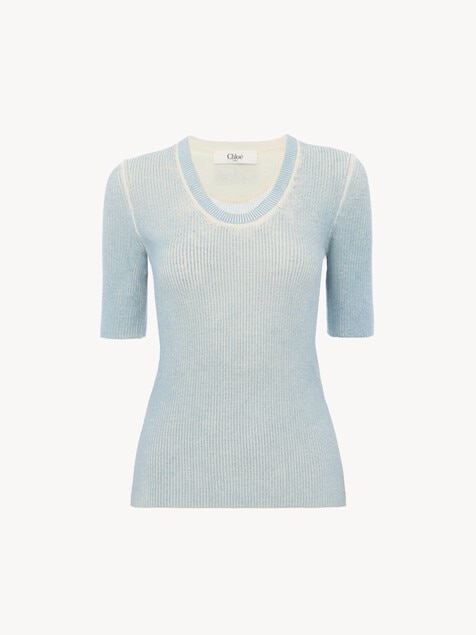Short-sleeve sweater in a merino wool knit