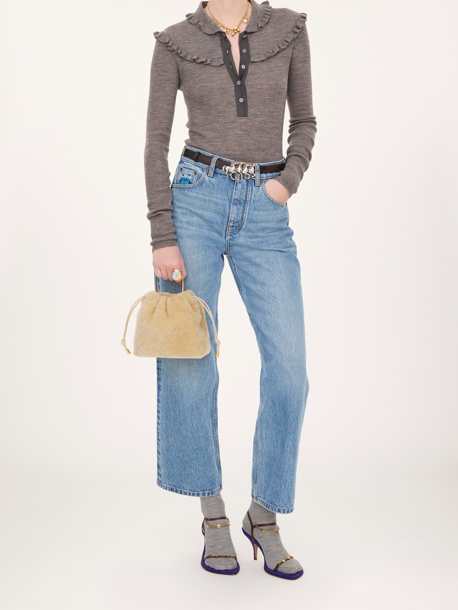 Mini Chlo&eacute; Icons shoulder bag with chain in shearling - 7