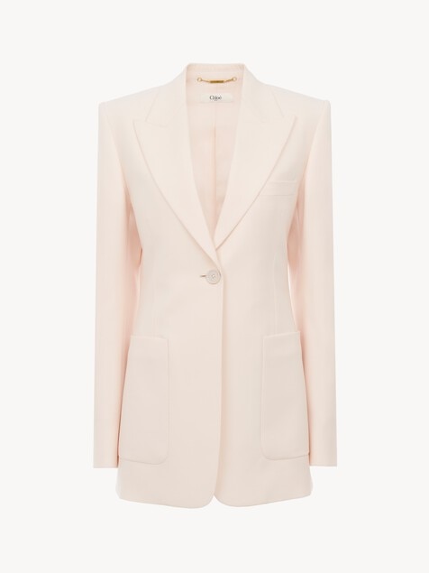 Single-breasted tailored jacket in wool gabardine