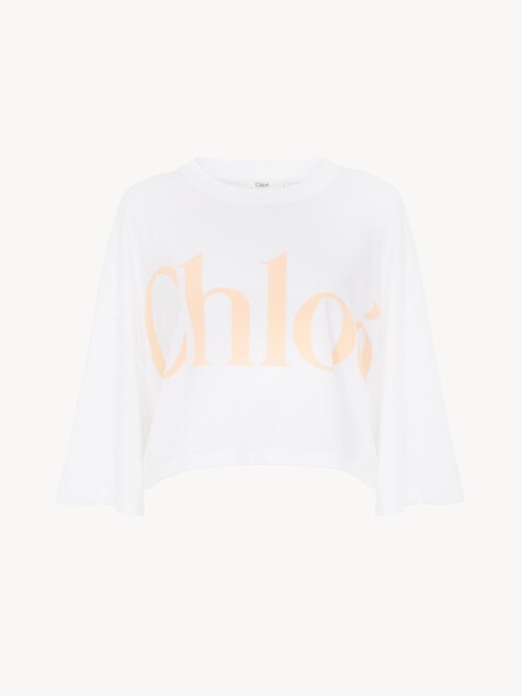 Oversized cropped logo T-shirt in cotton jersey