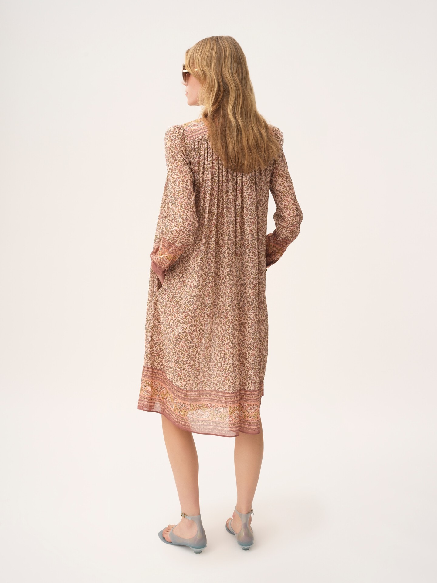 Gathered tunic dress in cotton voile - 5