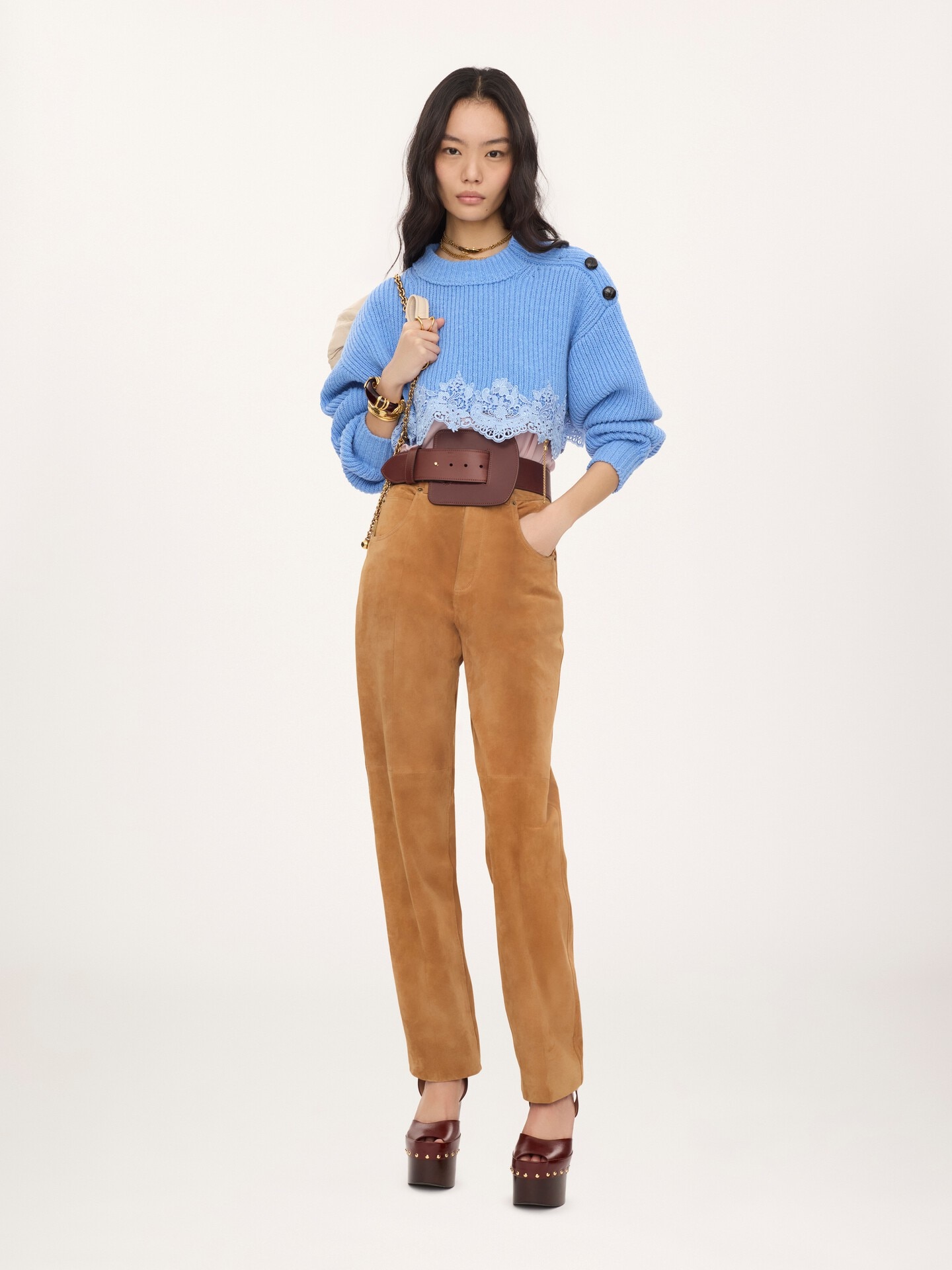 Pantalones rectos de ante - 1.0