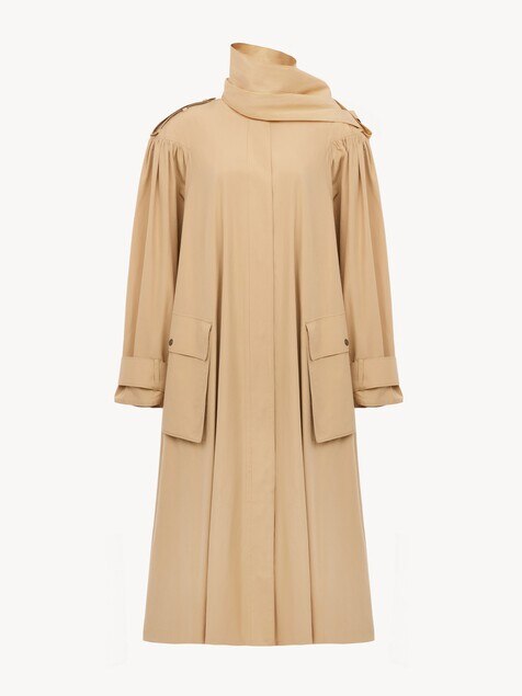 Trench col montant foulard en popeline de coton