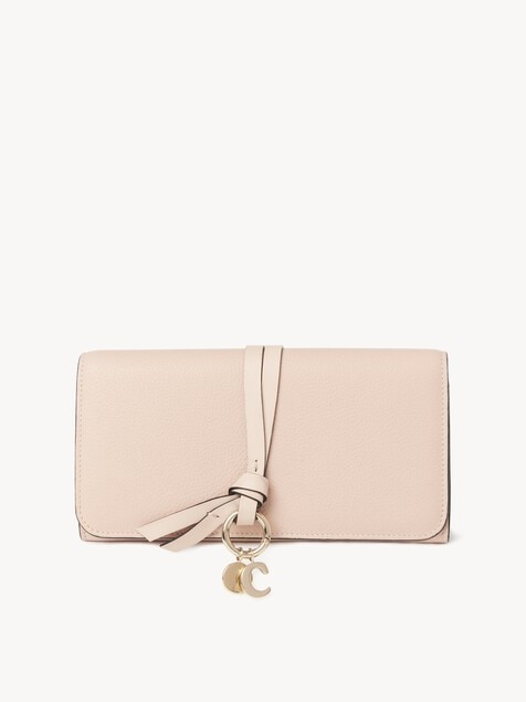 Alphabet wallet with flap in grained leather