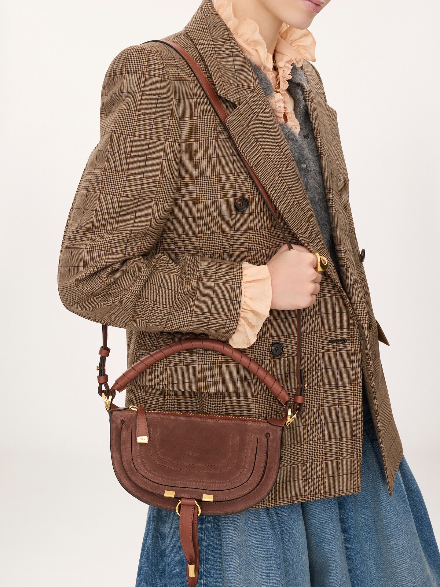 Mini Marcie shoulder bag in suede leather - 2.0