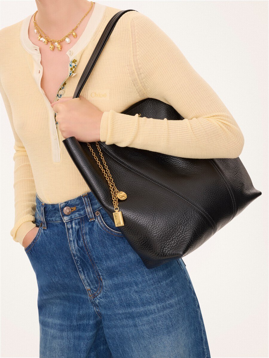 Chlo&eacute; Spin tote bag in grained leather - 4