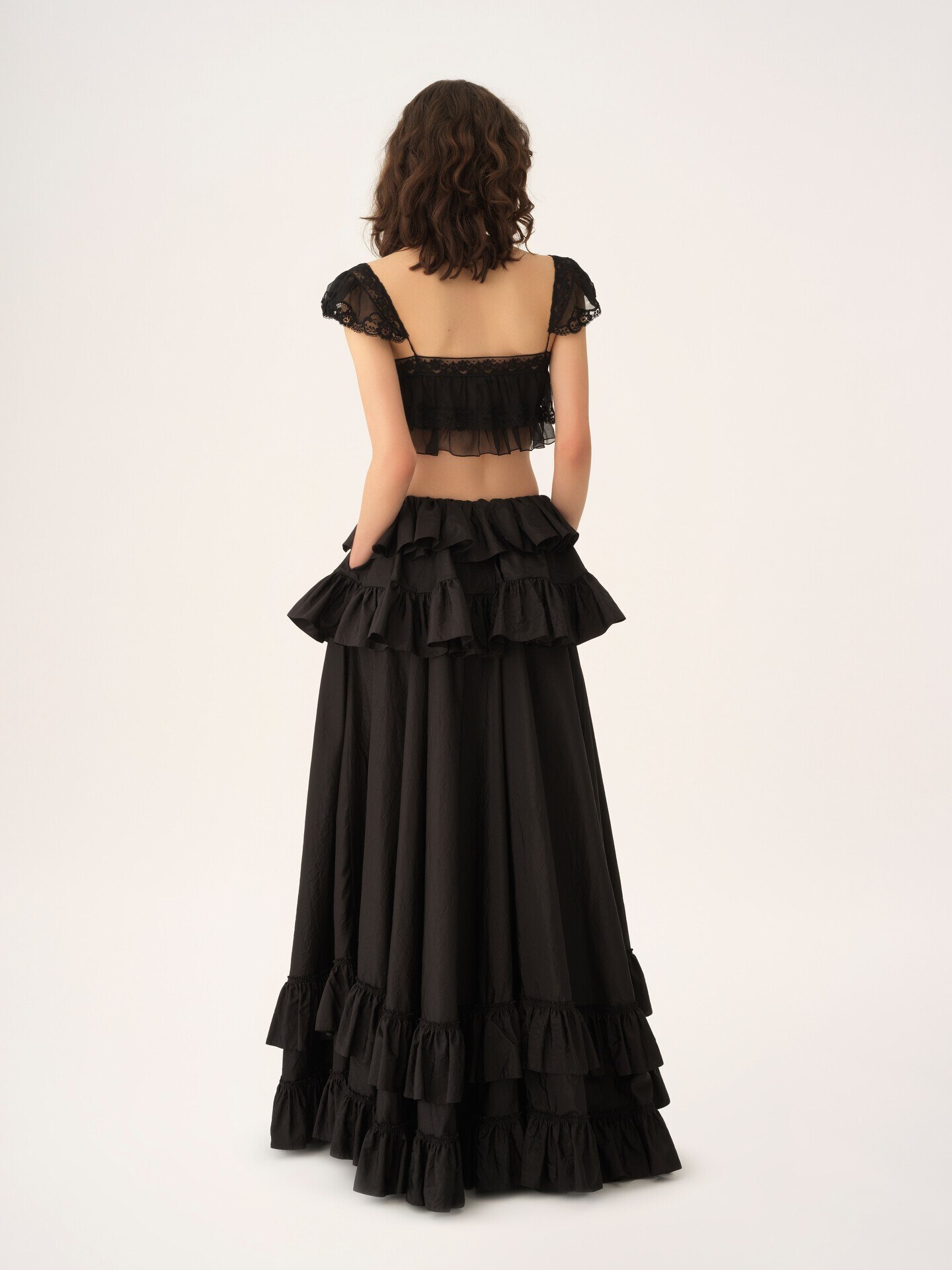 Tiered maxi skirt in washed silk taffeta - 6