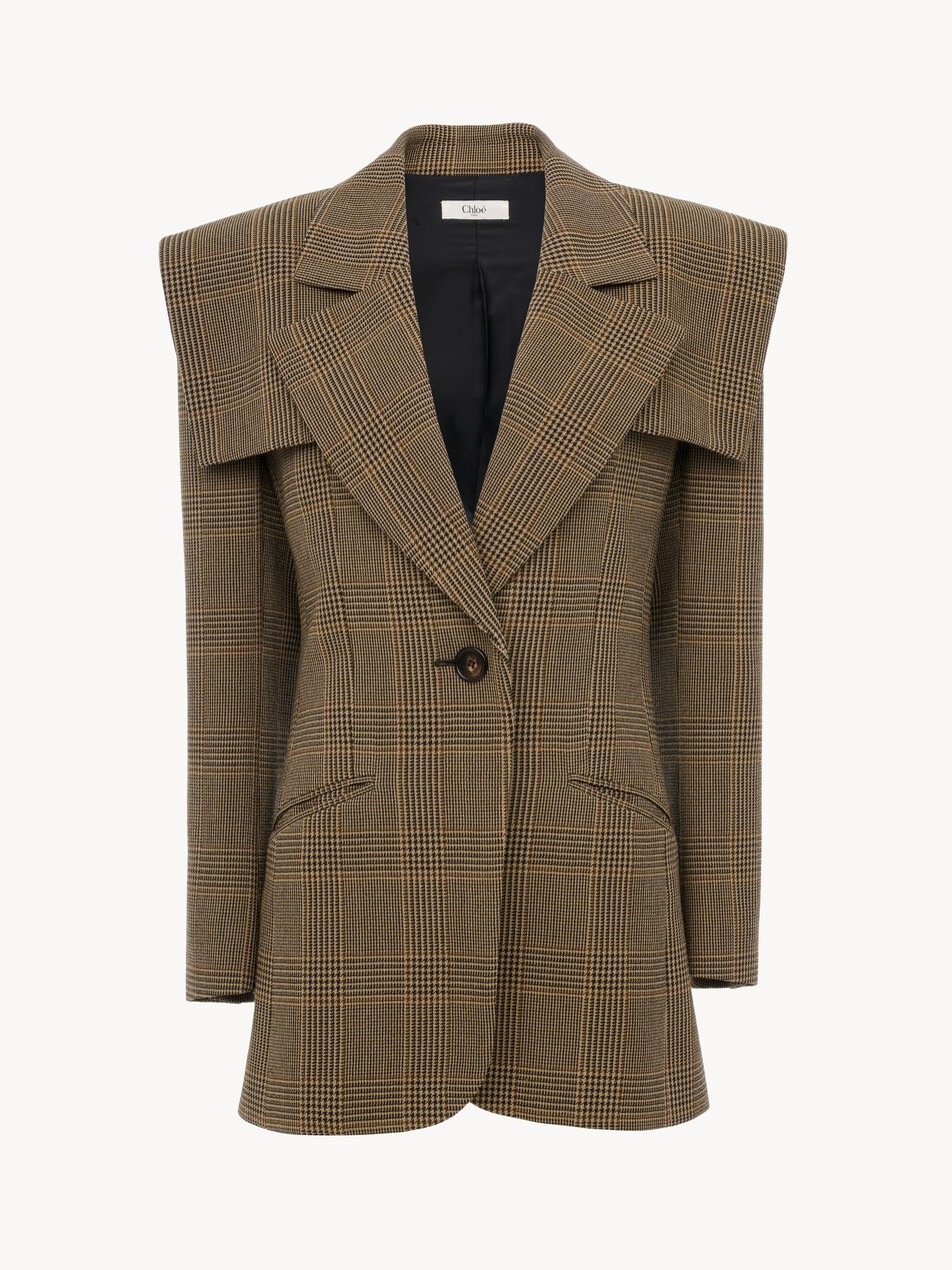 Single-breasted tailored jacket in Prince of Wales wool